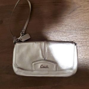 Silver Coach Wristlet